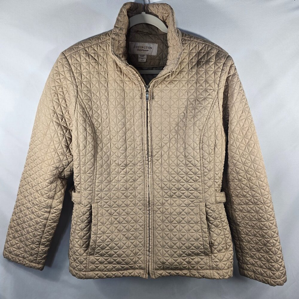 Women's Covington Outerwear Quilted Jacket Tan 100% Polyester XL See desc (H-18)